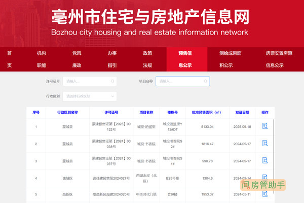 亳州市商品房预售许可证查询网