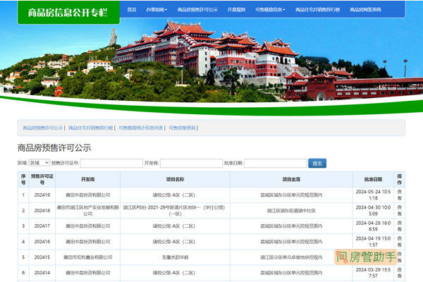 莆田市商品房预售许可证查询网