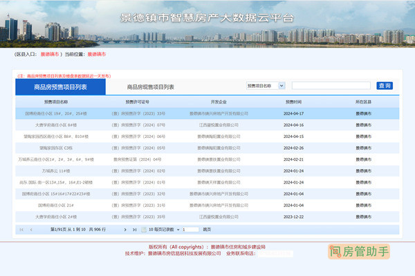 景德镇商品房预售许可证查询网