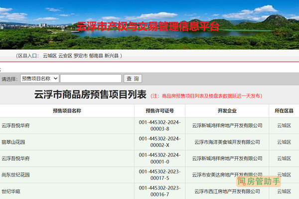 云浮市商品房预售许可证查询网