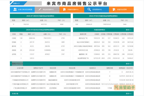 来宾市商品房销售公示平台