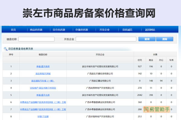 崇左市商品房备案价格查询网