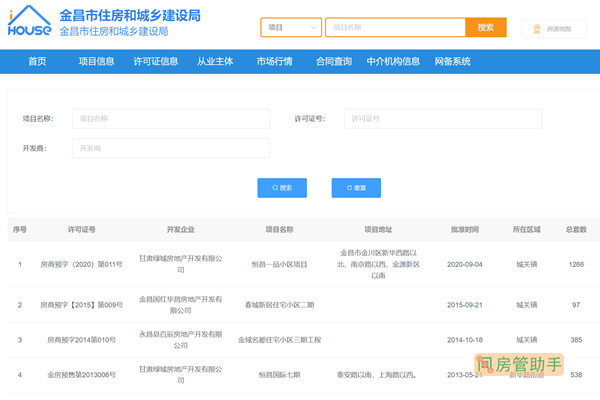 金昌市商品房预售许可证查询网