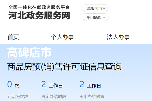高碑店商品房预(销)售许可证信息查询网