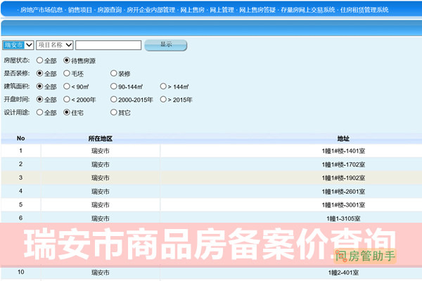 瑞安市商品房备案价查询网