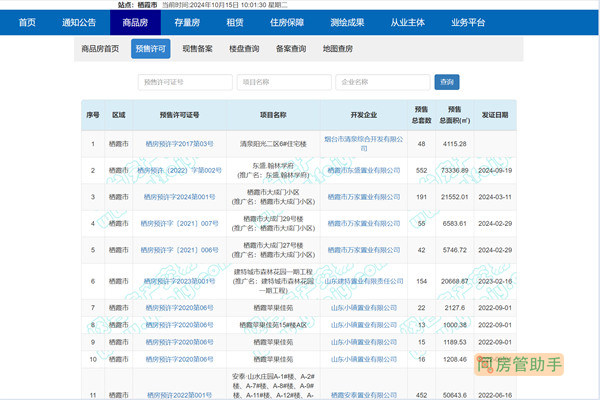 栖霞市商品房预售许可证查询网