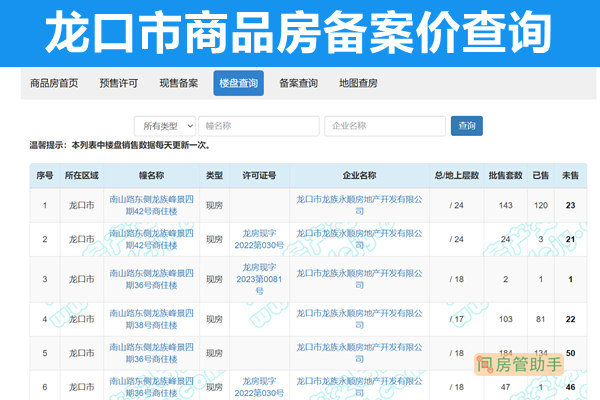 龙口市商品房备案价查询系统