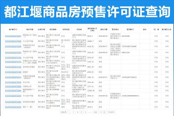 都江堰市商品房预售许可证查询网