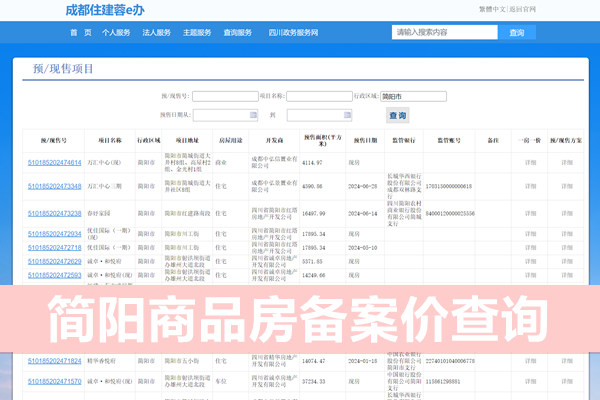 简阳市商品房备案价查询系统