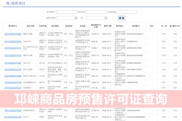 邛崃市商品房预售许可证查询网