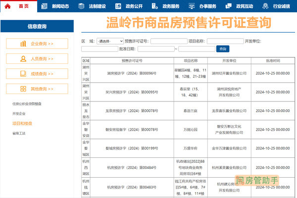 温岭市商品房预售许可证查询网