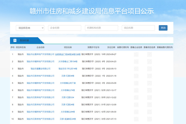 瑞金市商品房备案价查询系统