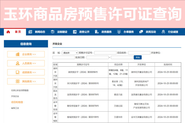 玉环市商品房预售许可证查询网