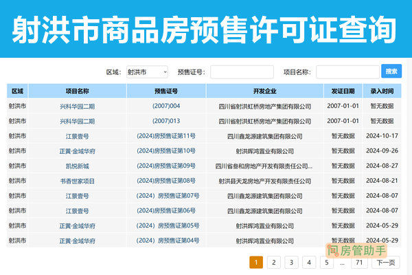 射洪市商品房预售许可证查询网