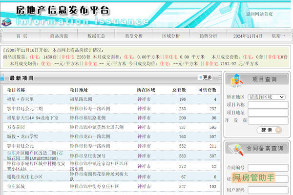 钟祥市房地产市场信息发布平台