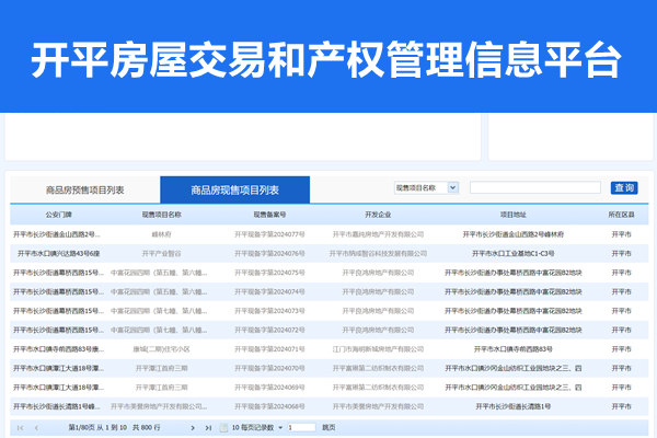 开平市房屋交易和产权管理信息平台