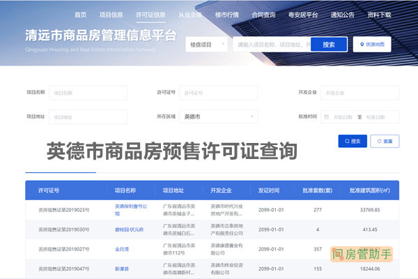 英德市商品房预售许可证查询网