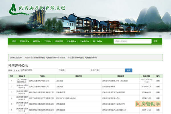 武夷山市商品房预售许可证查询网