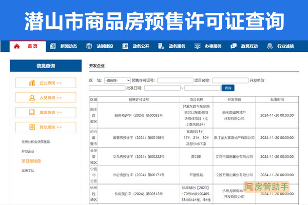 潜山市商品房预售许可证查询网